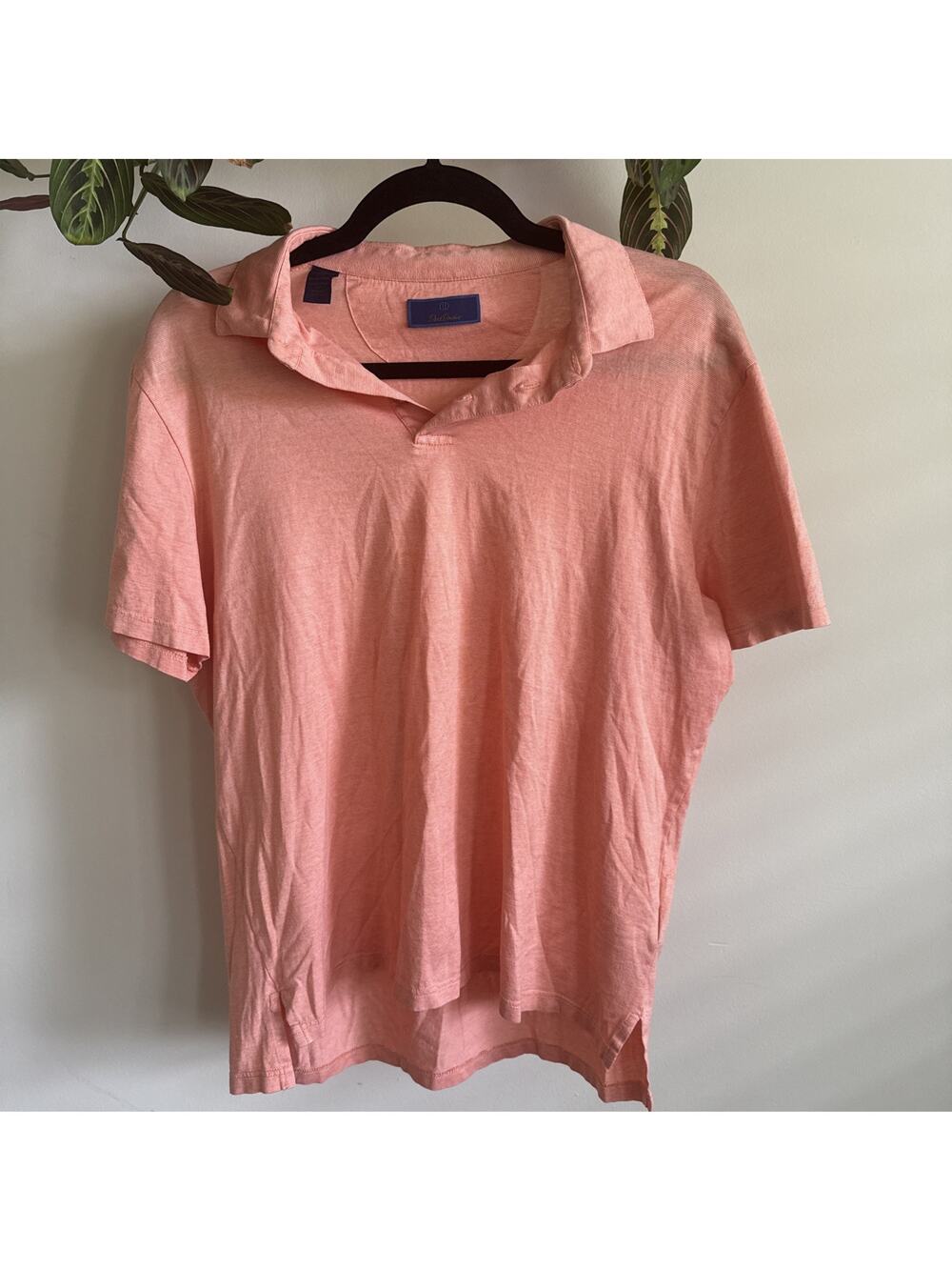 David Donahue Men Orange Micro Stripe‎ 100% Mercerized Cotton SS Polo Shirt NWOT